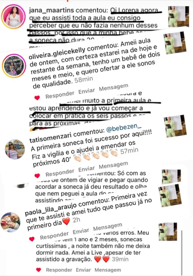Print de mensagem de uma mãe sobre o resultado do desafio